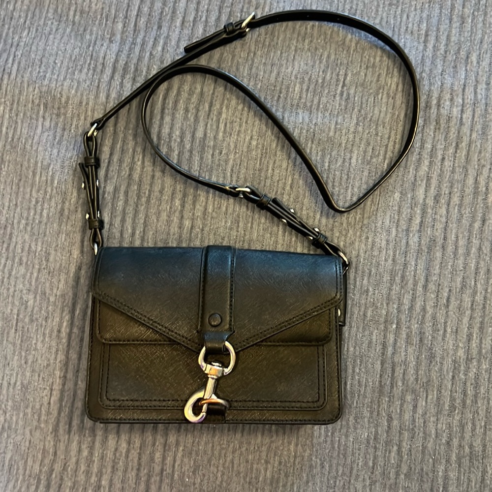 Rebecca Minkoff Hudson moto mini saffiano leather crossbody purse